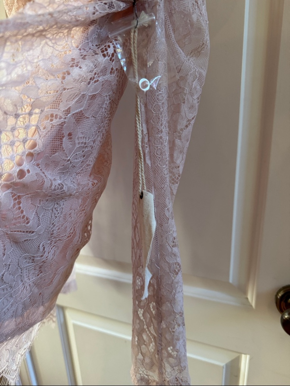 Savanna Jane Boho Top - Blush Pink - Lace - Mock Neck - Ruffle - Preloved - Picture 6 of 8